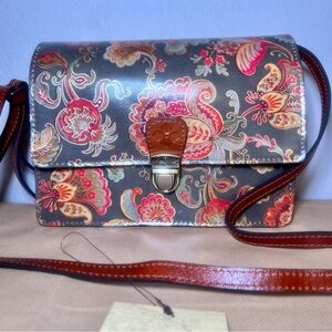 NWT Patricia Nash Leather Locri Crossbody- Vintage Italian Floral Paisley